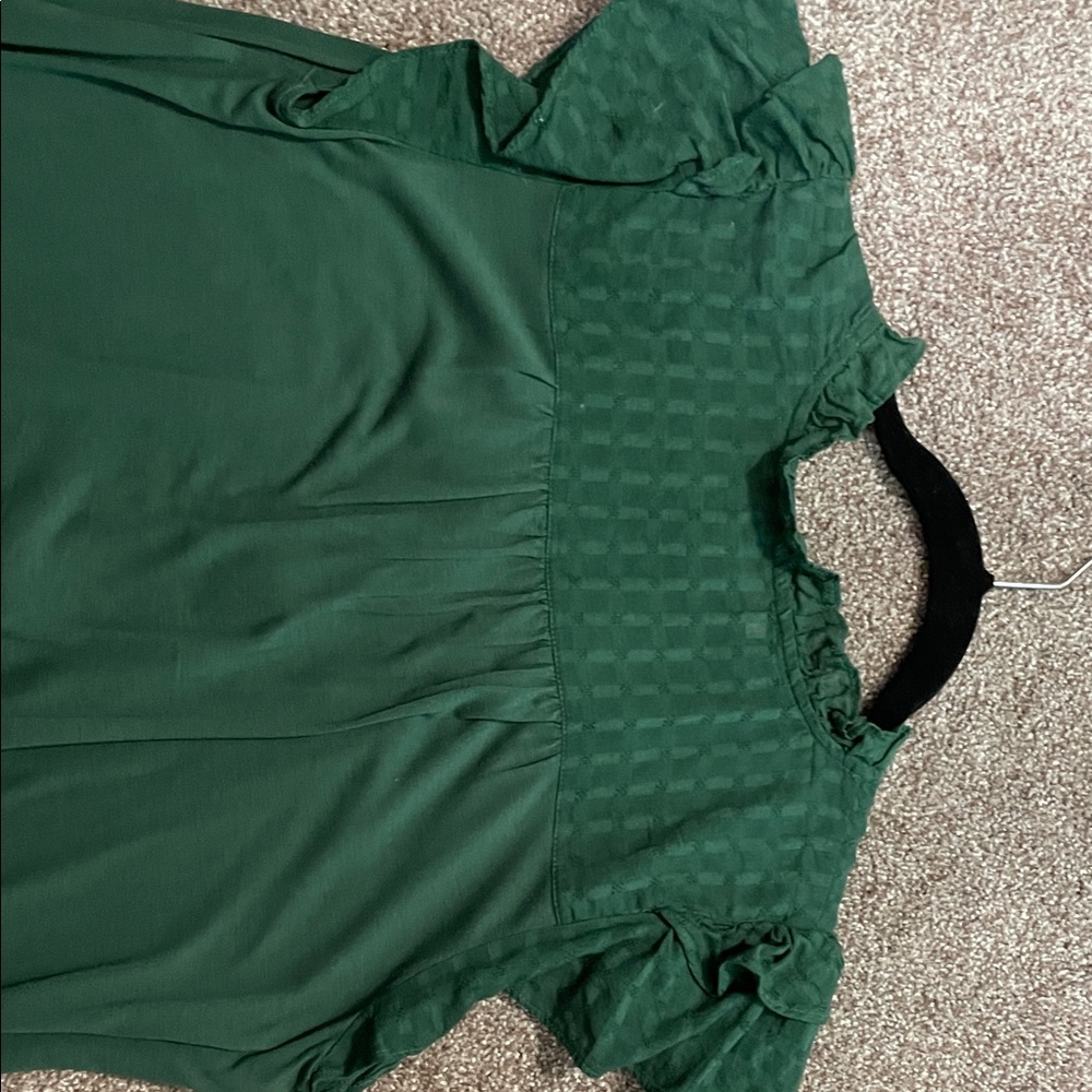 LOFT Emerald Ruffle Button-Up Blouse - Picture 6 of 7